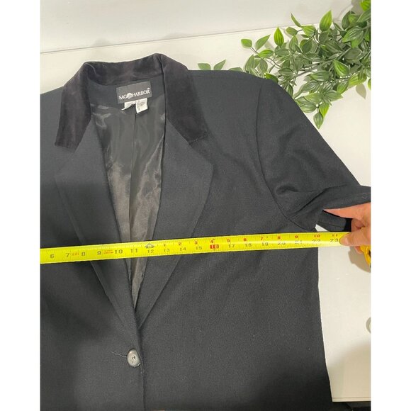 Sag Harbor Womens Black Wool Blazer Size 14 Velvet Collar Lining - Picture 13 of 13